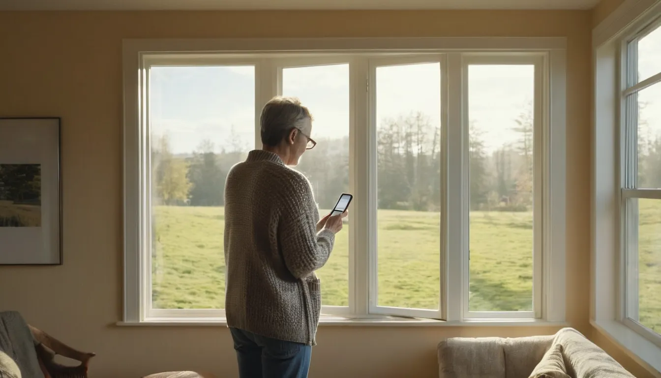 A homeowner in Afton checks a window frame beside a tidy, well-kept house